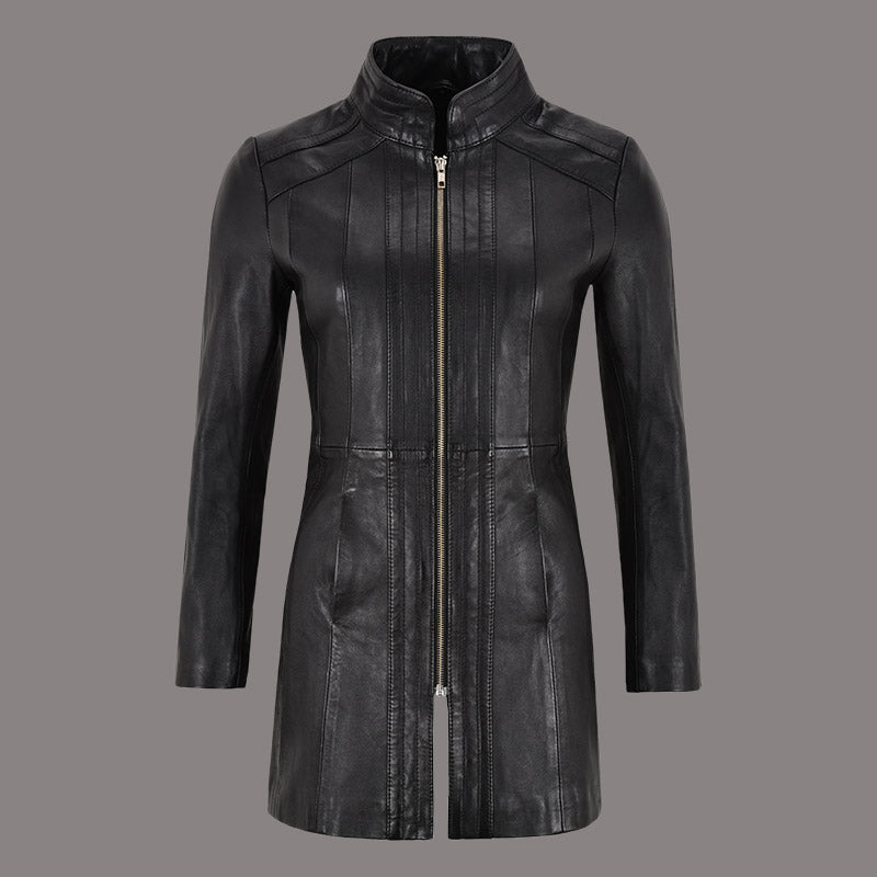 Women Long Leather Jacket WAVERLY