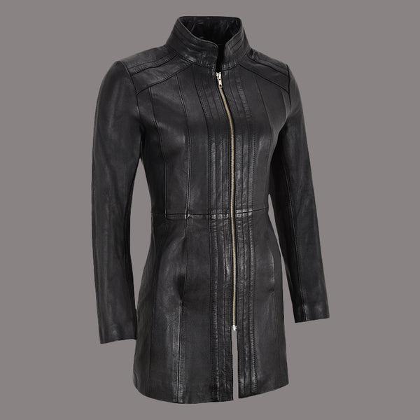 Women Long Leather Jacket WAVERLY