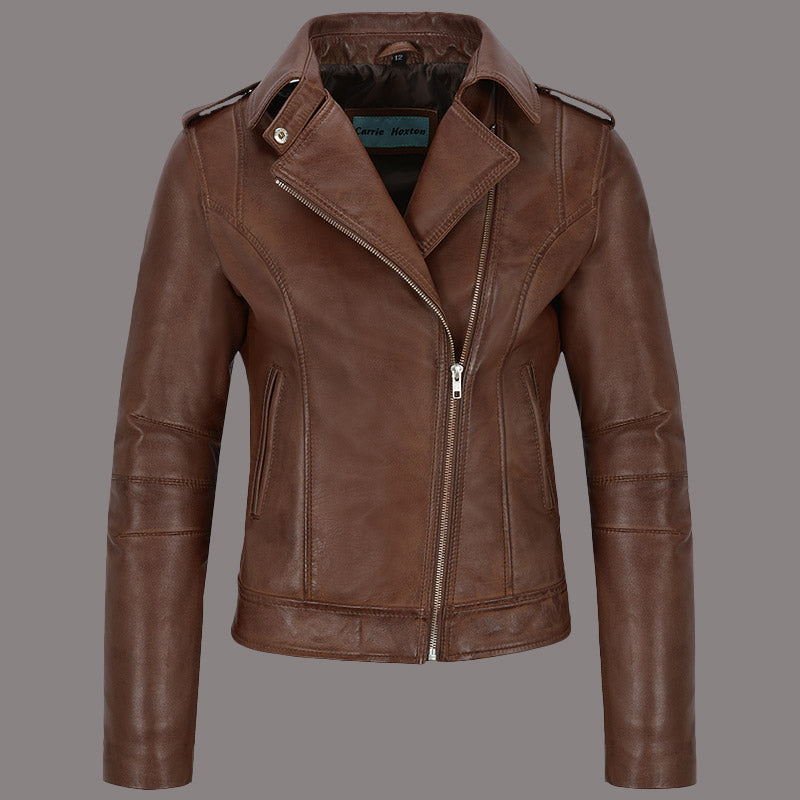 Women Leather Moto Jacket WINSTED