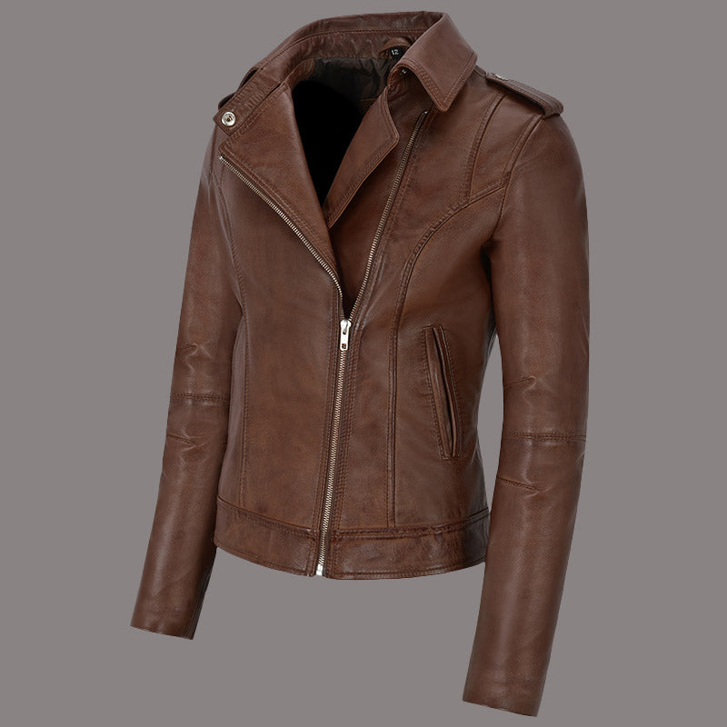 Women Leather Moto Jacket WINSTED