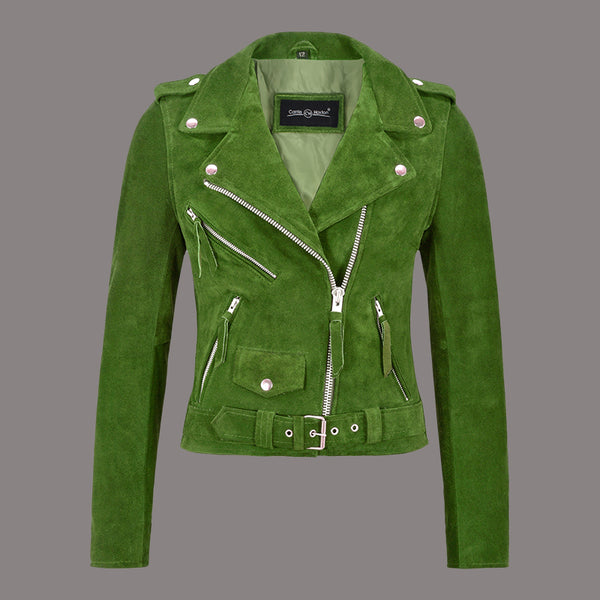 Women Suede Biker Jacket RUNWAY