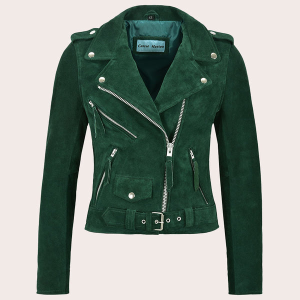 Women Suede Biker Jacket RUNWAY