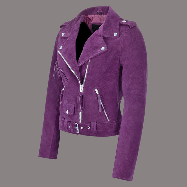 Women Suede Biker Jacket RUNWAY