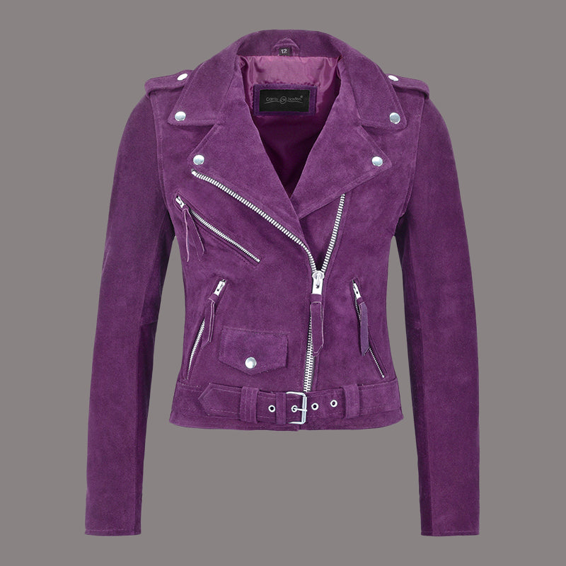 Women Suede Biker Jacket RUNWAY