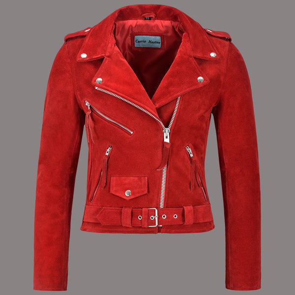 Women Suede Biker Jacket RUNWAY