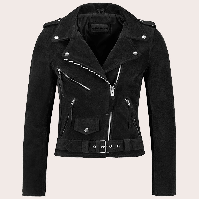 Women Suede Biker Jacket RUNWAY