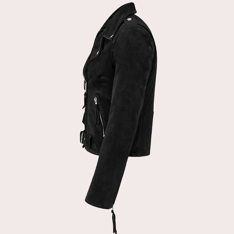 Women Suede Biker Jacket RUNWAY