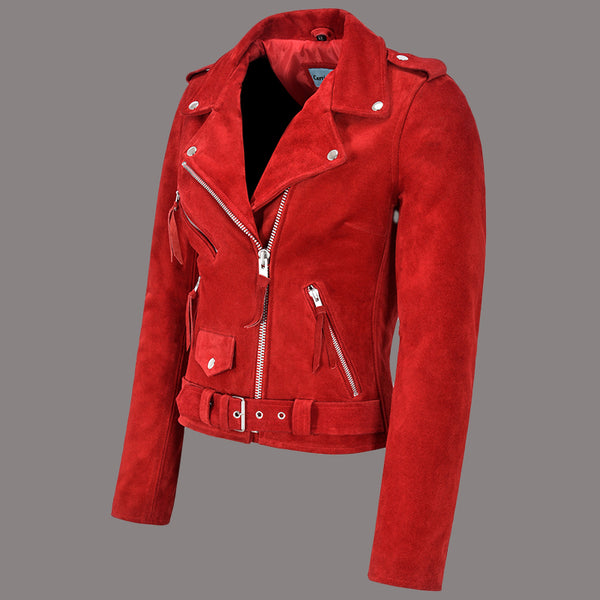 Women Suede Biker Jacket RUNWAY