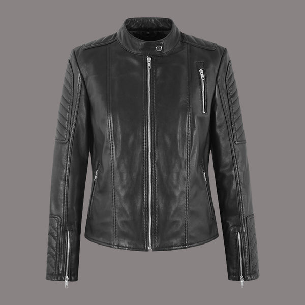 Women Leather Biker Jacket SEDBERGH