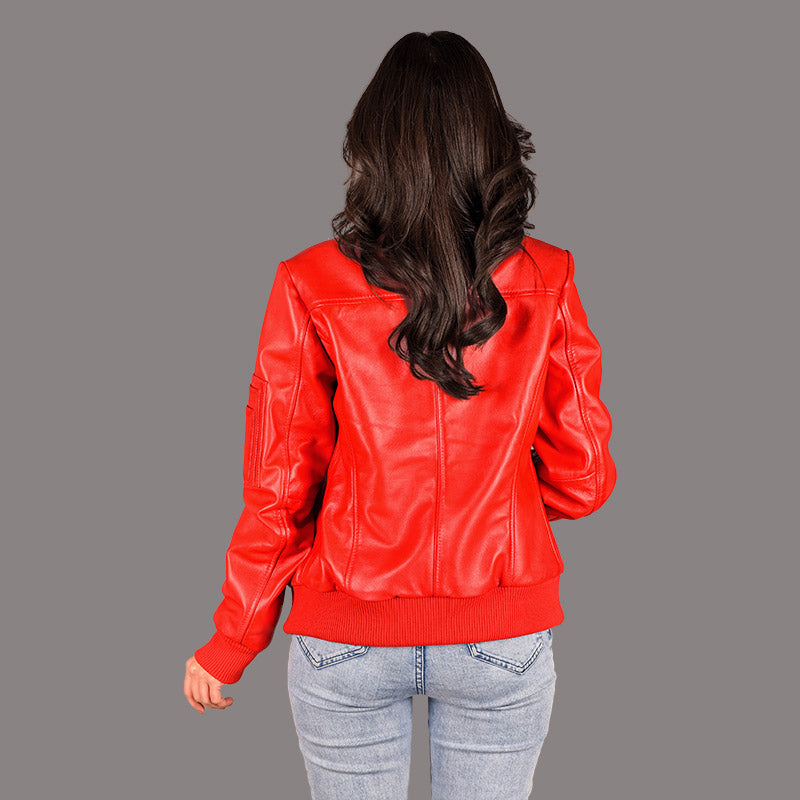 Women Leather Bomber Jacket CLIFTON