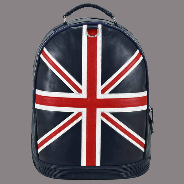 Union Jack Leather Backpack Navy Blue