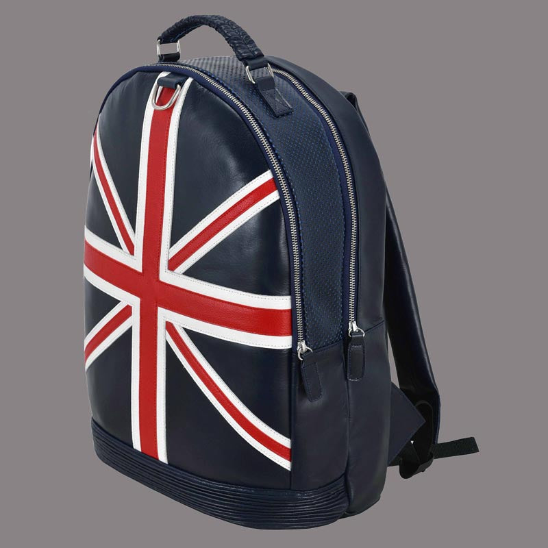 Union Jack Leather Backpack Navy Blue