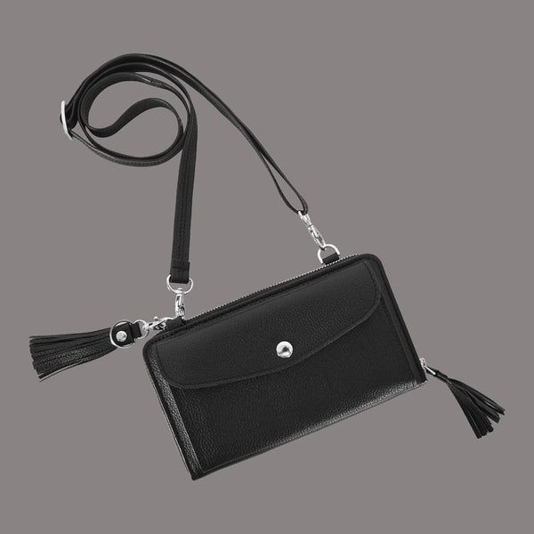 Small Leather Cross Body Bag in Black