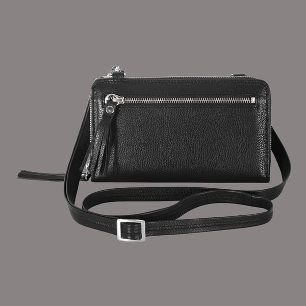 Small Leather Cross Body Bag in Black