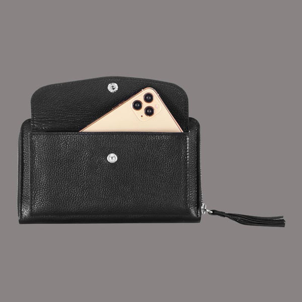 Small Leather Cross Body Bag in Black