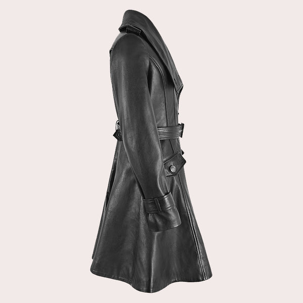 Women's Leather Trench Coat with Belt REGENCY