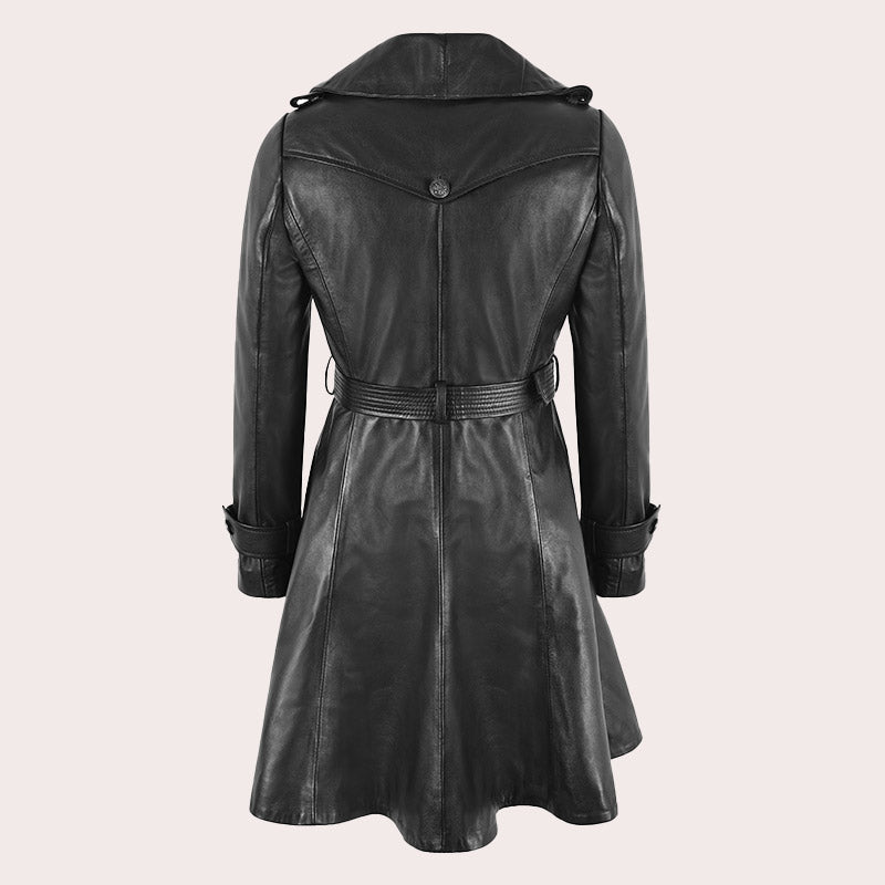 Women's Leather Trench Coat with Belt REGENCY