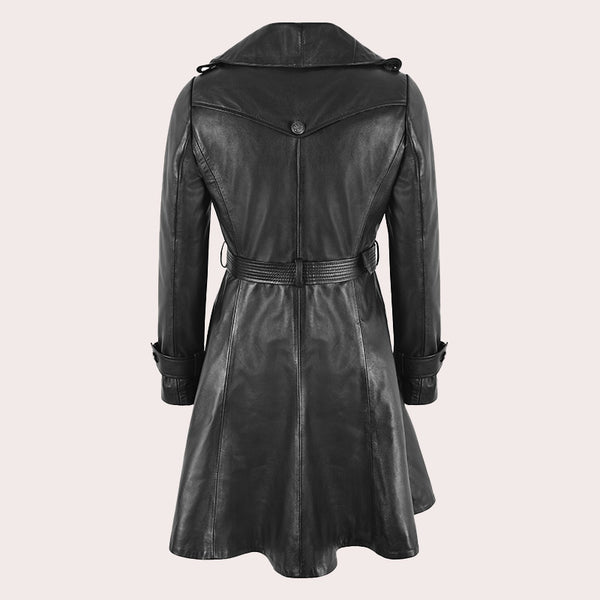 Women's Leather Trench Coat with Belt REGENCY
