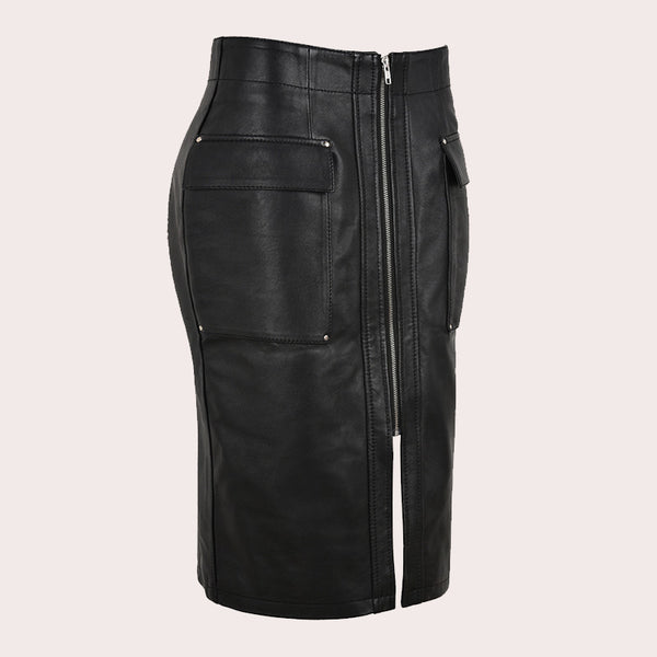 Women's Real Leather Pencil Skirt KELRIC