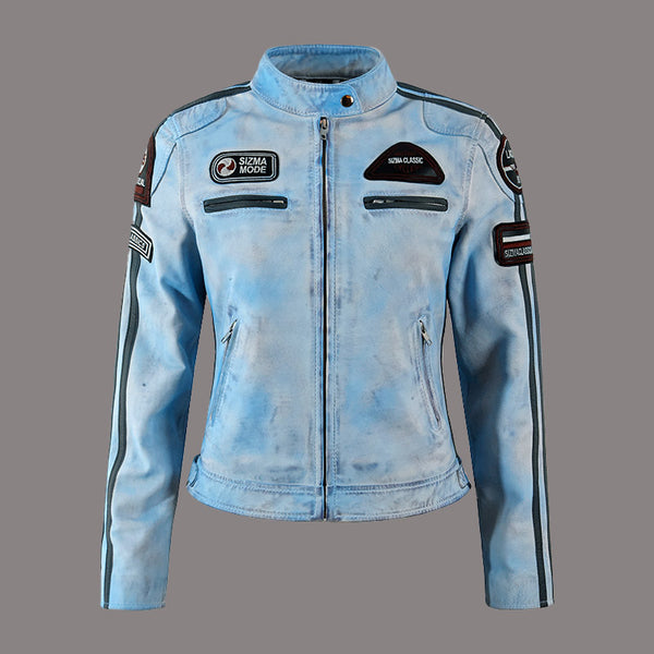 Women Racer Leather Jacket SIZMA