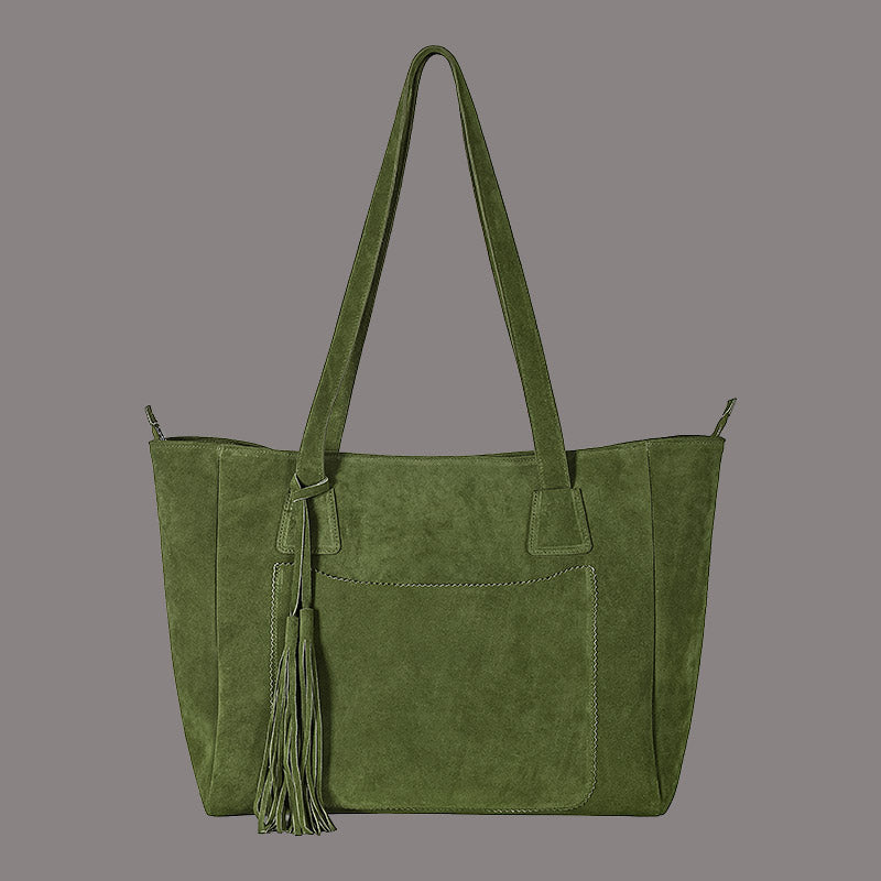 Women's Suede Leather Slouchy Tote Bag