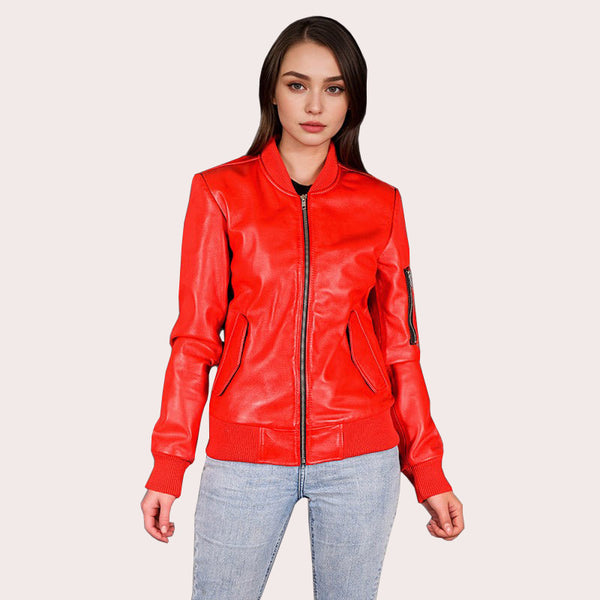 Women Leather Bomber Jacket CLIFTON