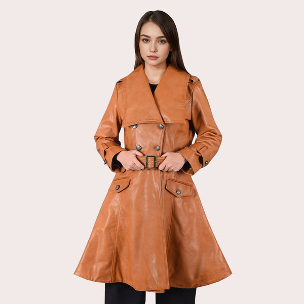 Women's Leather Trench Coat with Belt REGENCY