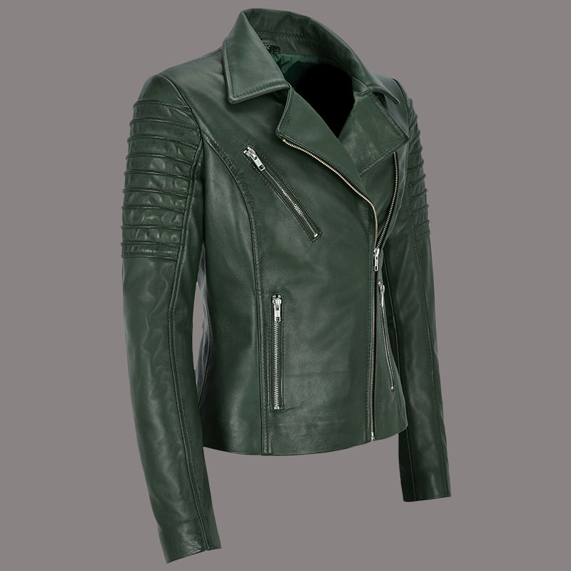 Women Leather Biker Jacket STARSTRUT