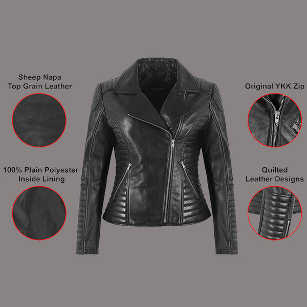 Women's Leather Biker Jacket GRASMERE