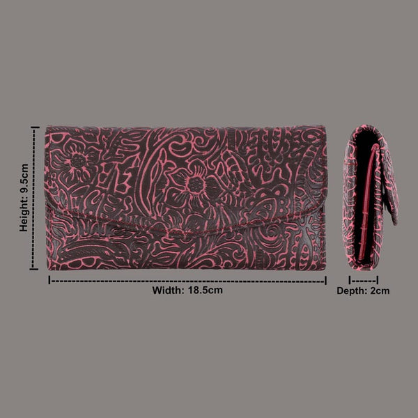 Floral Embossed Leather Trifold Wallet - RFID PROTECTED