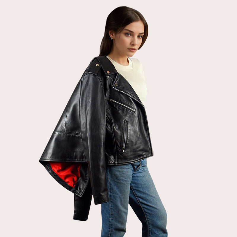 Women's Leather Biker Jacket NOVATO
