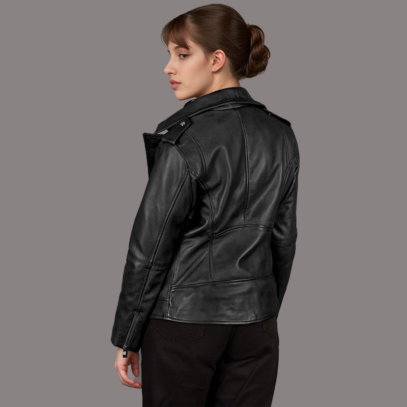 Women Leather Biker Jacket WINSTED