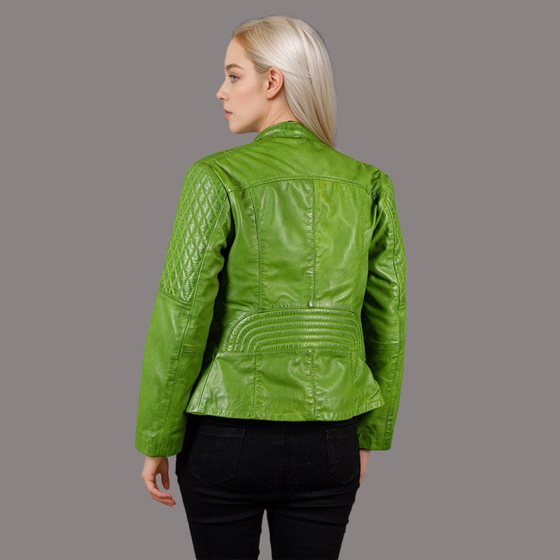 Women Leather Jacket Racer Style KOREWOOD