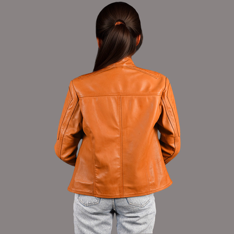 Women Leather Biker Jacket SEDBERGH