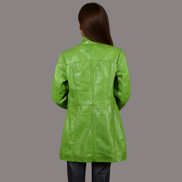 Women Long Leather Jacket WAVERLY