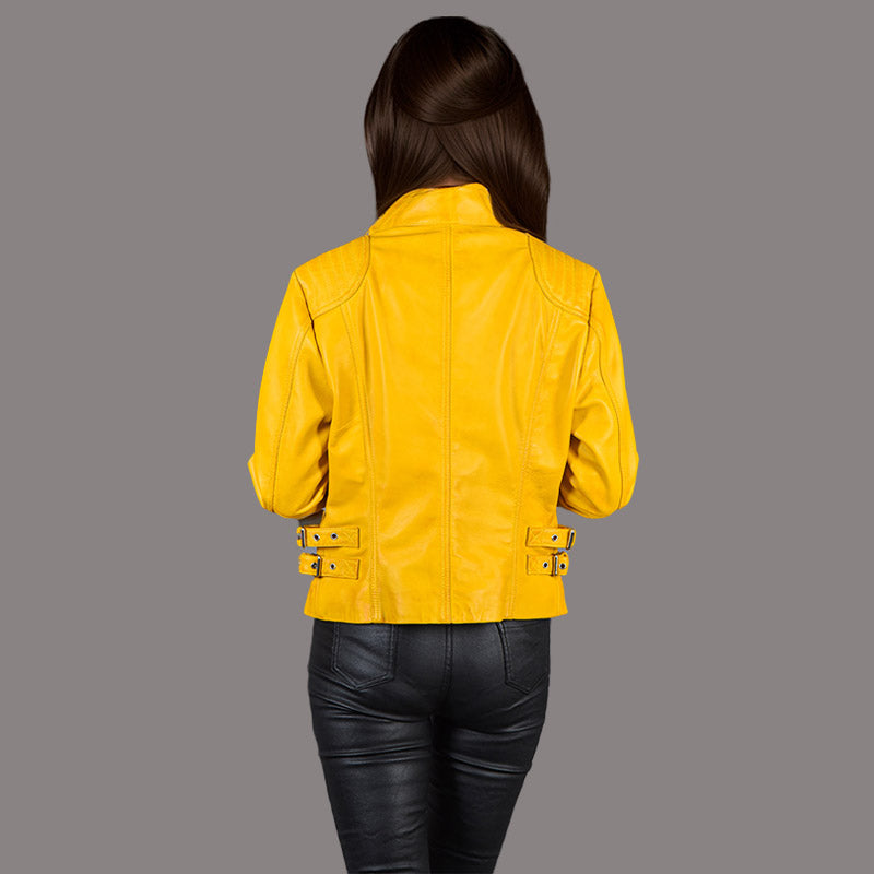 Leather Biker Jacket for Women RUMENOVA