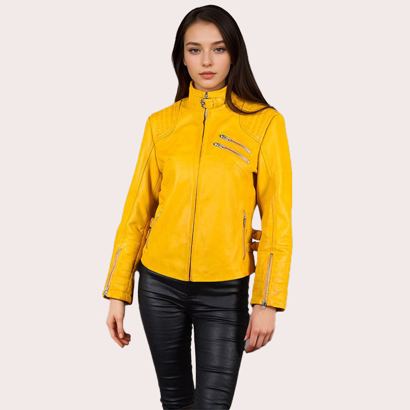 Leather Biker Jacket for Women RUMENOVA