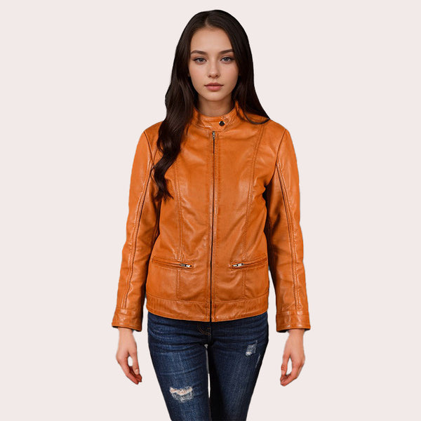 Leather Racer Jacket for Women SALESTONE