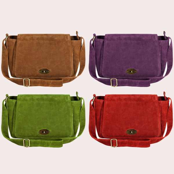 Women’s Suede Leather Crossbody Bag Boho Chic Handmade Messenger Shoulder Purse