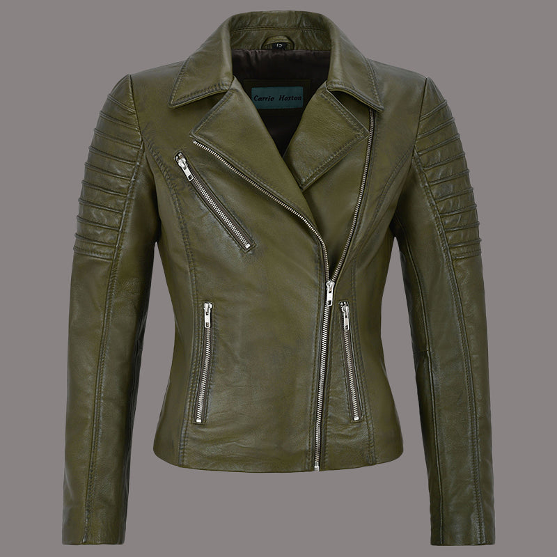 Women Leather Biker Jacket STARSTRUT