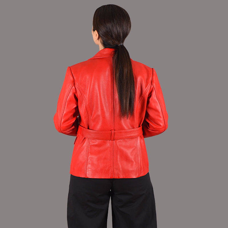 Women's Leather Blazer with Belt LARCHMONT