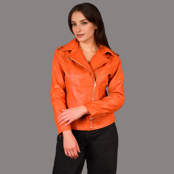 Women Leather Moto Jacket WINSTED