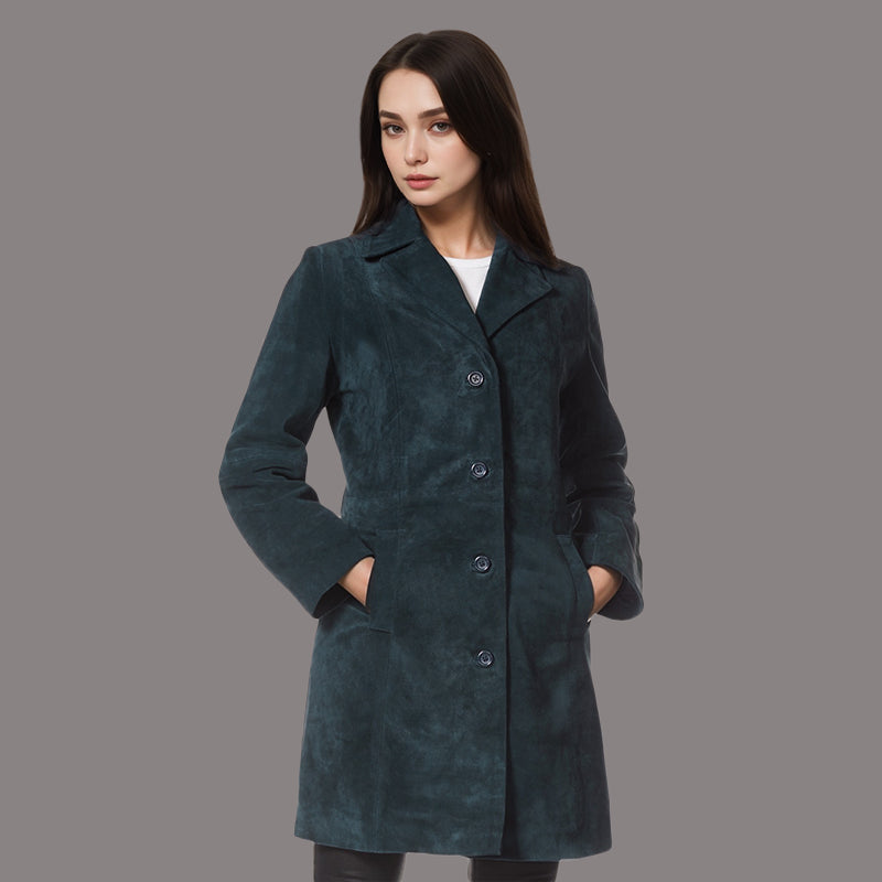 Women Single Breasted Suede Trench Coat MIRABEL