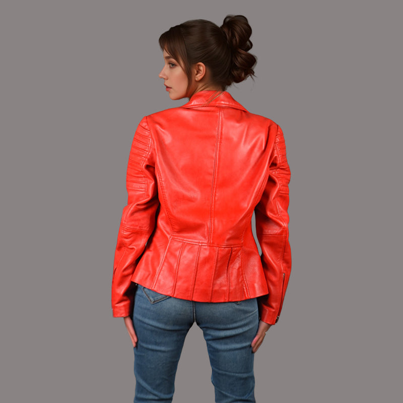 Women Leather Biker Jacket STARSTRUT