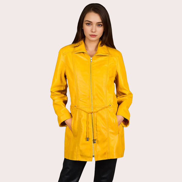 Women Leather Coat Long Leather Jacket MINDY